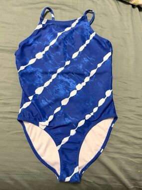 Zella White and Blue One Piece Swimsuit